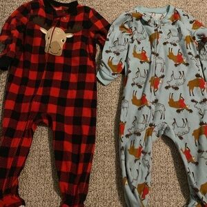 Plaid and Reindeer Kids One Piece Set